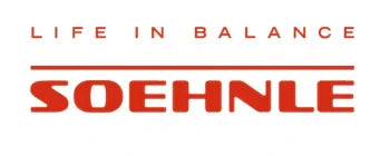 Logo for Soehnle med teksten LIFE IN BALANCE i røde bogstaver på hvid baggrund.