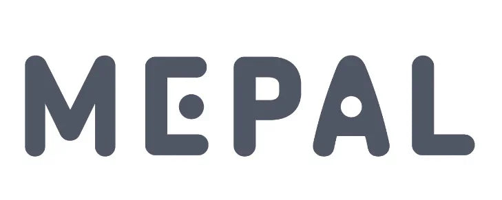 Mepal logo i grå farve på hvid baggrund