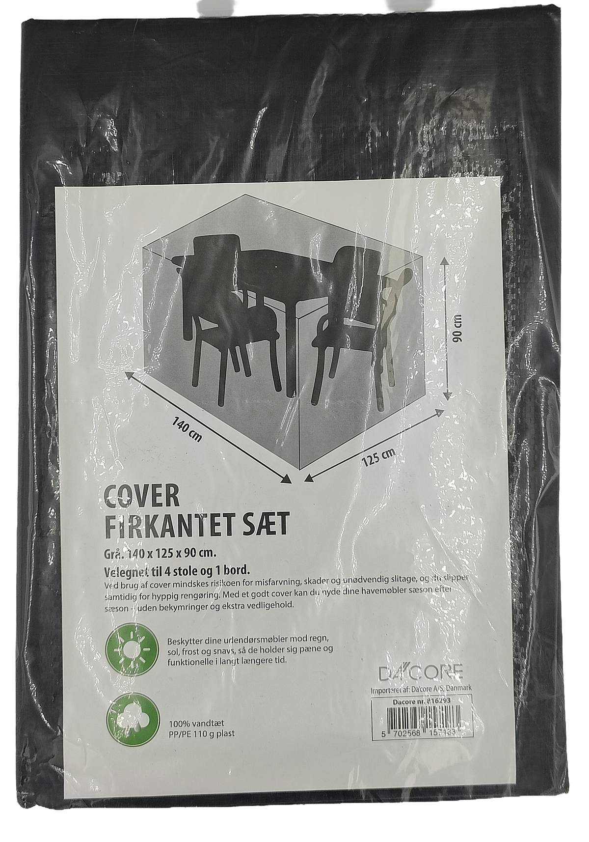 DA´CORE COVER T/HAVESÆT 140X125X90 GRÅ M/SNØRE