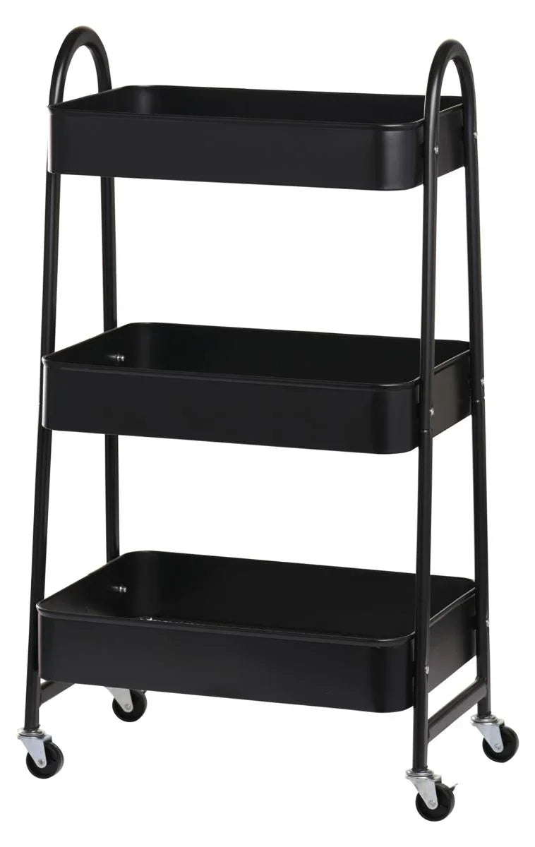 DAY RULLEBORD I SORT, METAL, MED 3 KURVE