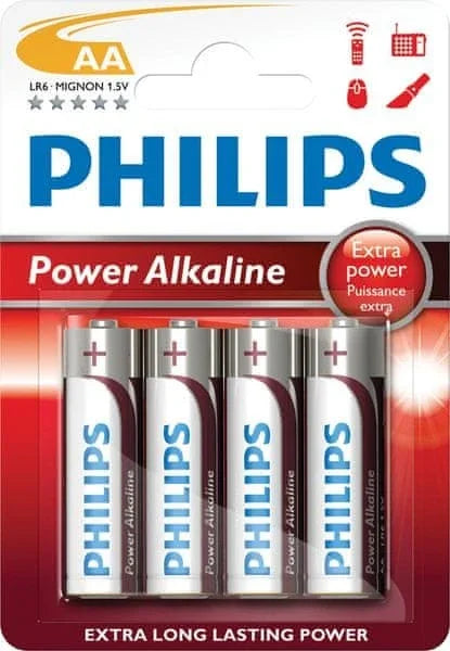 Philips Power Alkaline AA batterier, 4-pak