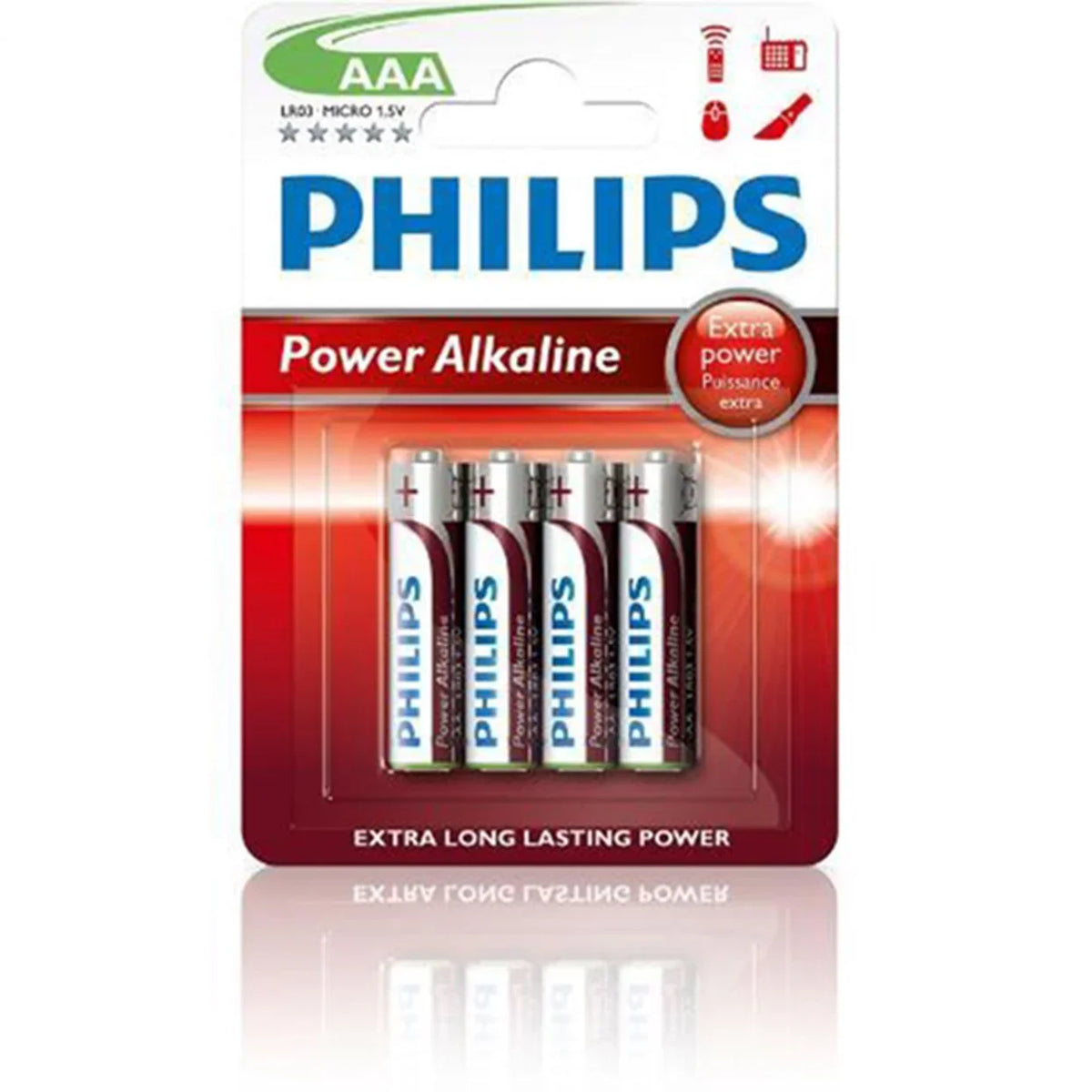 4-pak PHILIPS Power Alkaline AAA batterier i original emballage