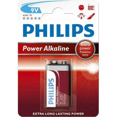 Philips Power Alkaline 9V batteri (6LR61) i original emballage
