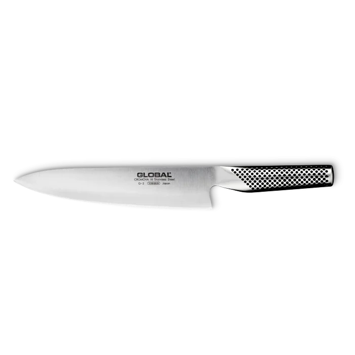 GLOBAL kokkekniv G-2 på 20 cm i rustfrit stål med prikket greb