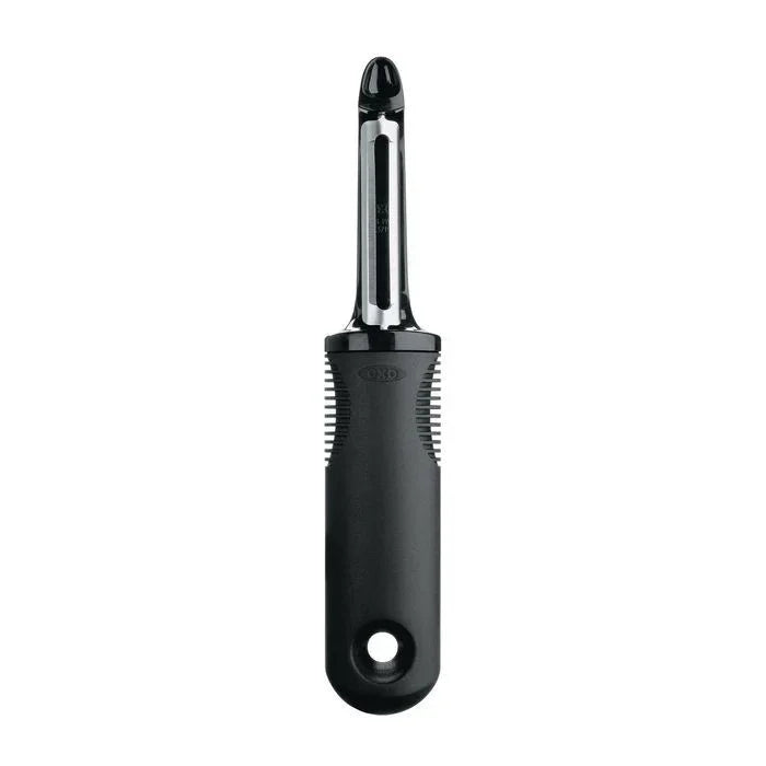 OXO kartoffelskræller med ergonomisk sort håndtag og rustfrit stålblad