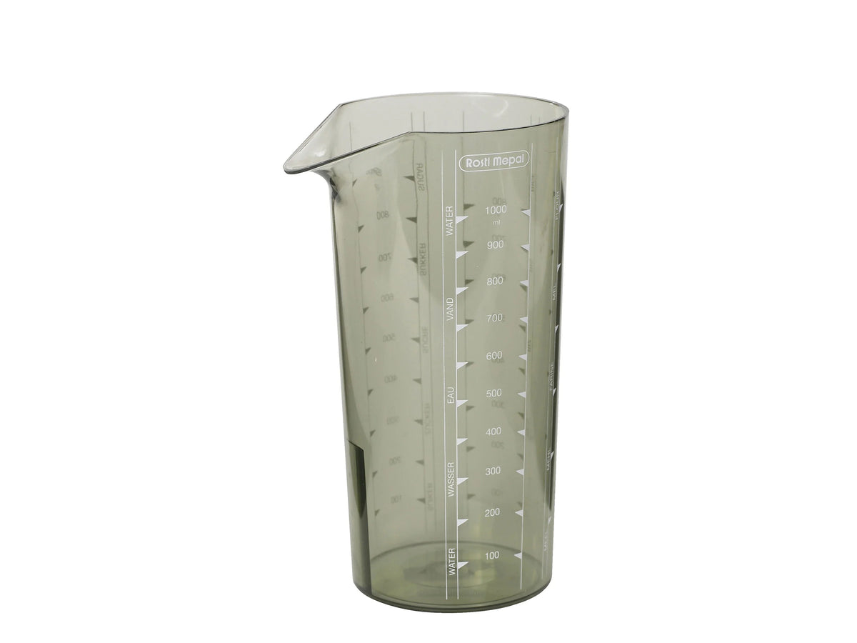Gennemsigtig ROSTI målekande i plast med måleskala op til 1,0 liter.