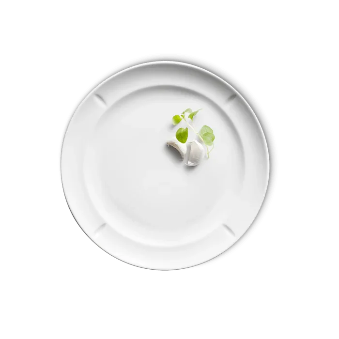 Hvid ROSENDAHL Grand Cru soft tallerken på 23 cm med enkel anretning