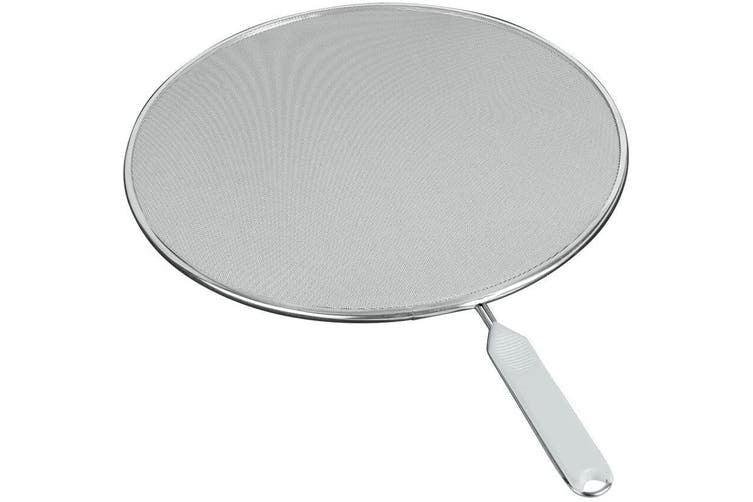 METALTEX stænklåg i metal med hvidt håndtag, 29 cm