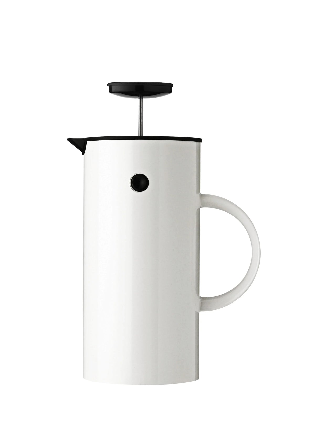Hvid STELTON stempelkande på 1 liter med sort låg og håndtag