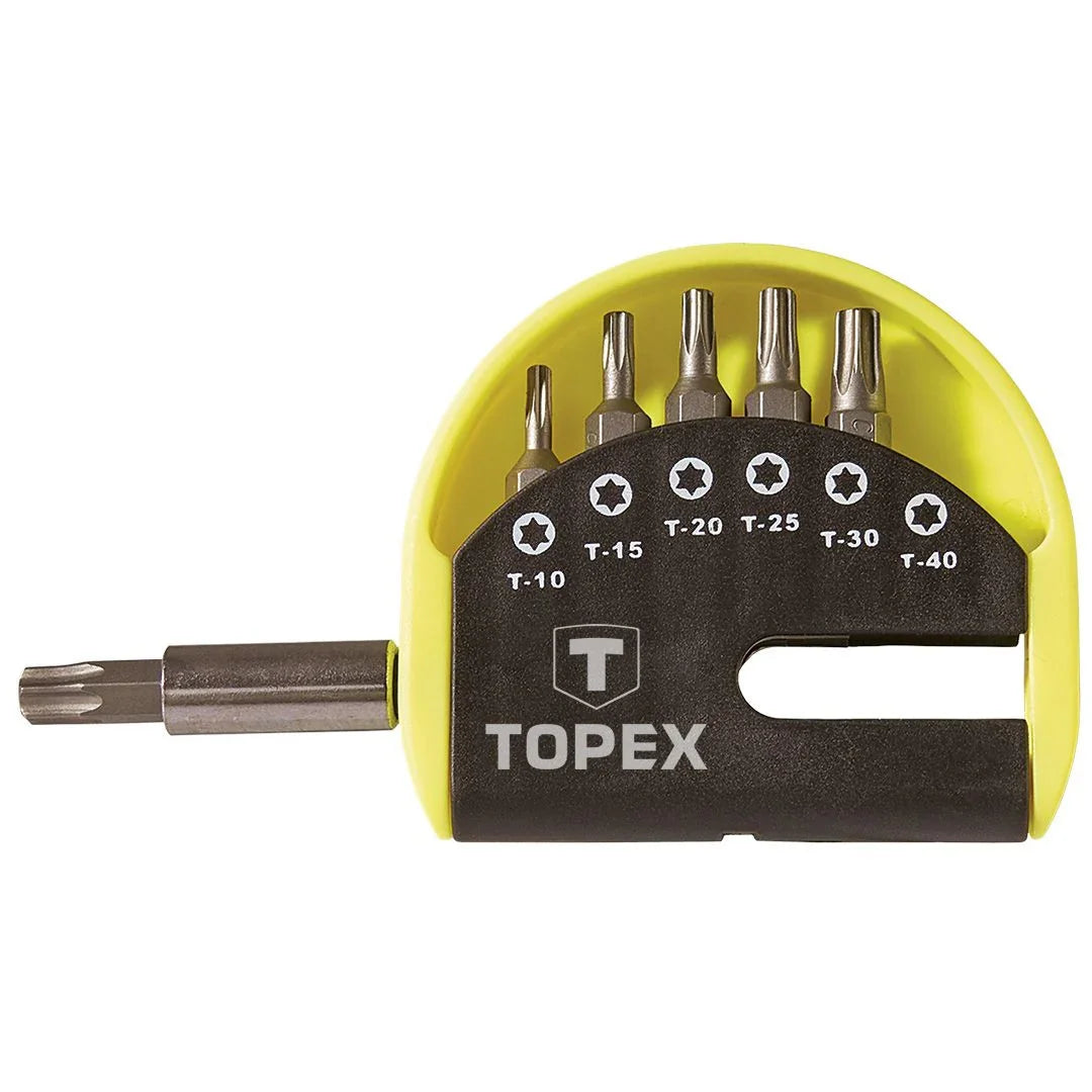 TOPEX bitset med 7 dele Torx-bits i gul og sort holder