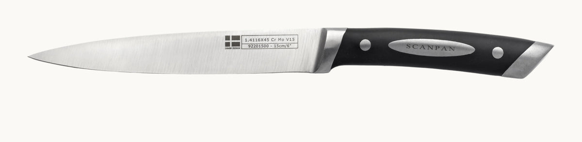 SCANPAN universalkniv i rustfrit stål med sort håndtag, 15 cm