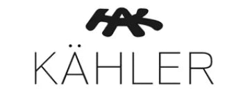 Logo for Kähler med brandnavn og grafisk symbol i sort på hvid baggrund.