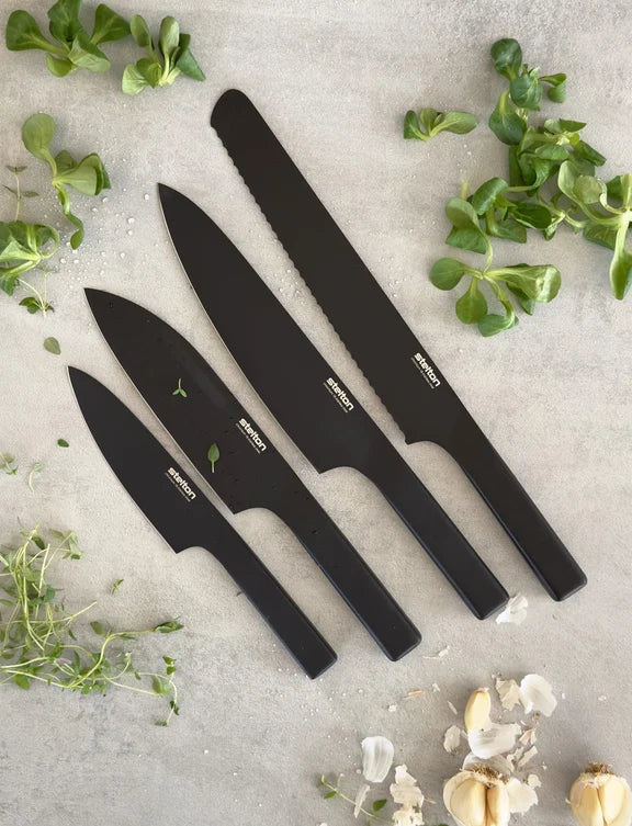 STELTON KNIVSÆT PURE BLACK 4 DELE