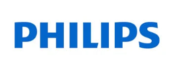Blåt Philips logo på hvid baggrund