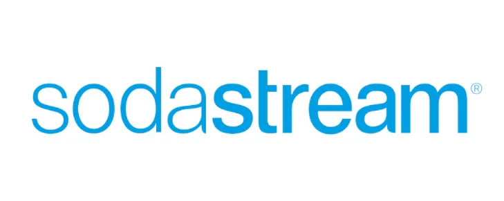 Blåt SodaStream logo på hvid baggrund