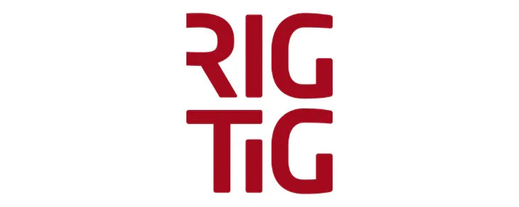 Rødt logo med teksten RIG TIG