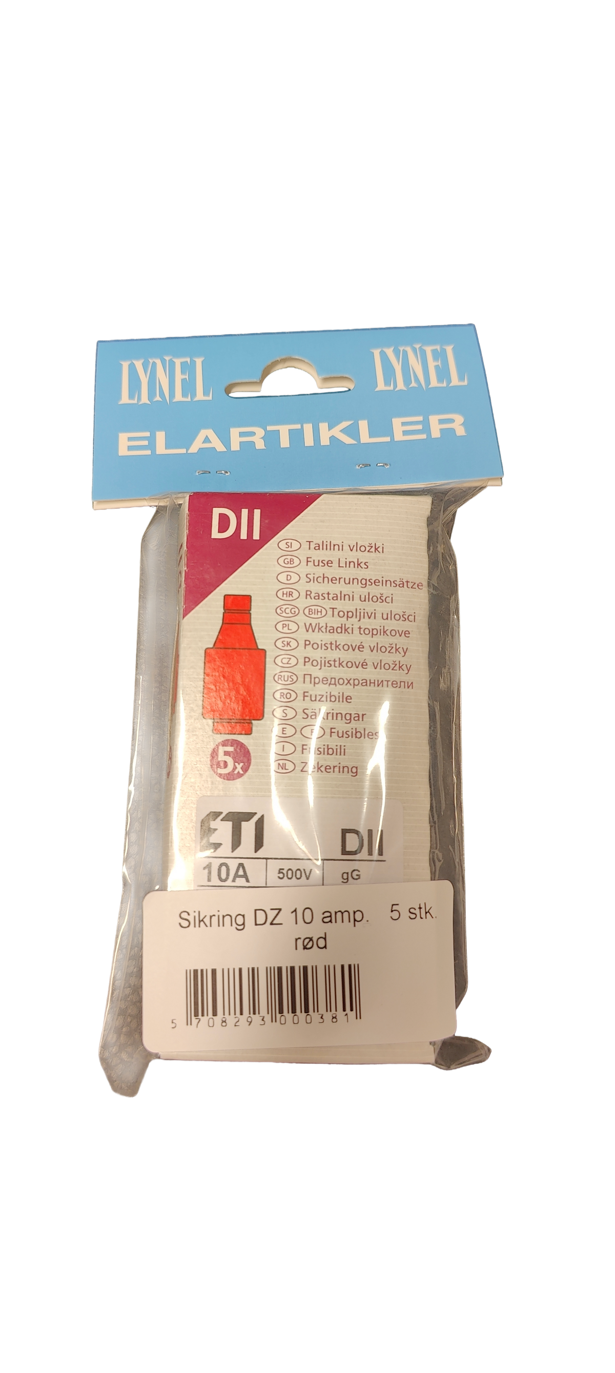 SIKRING DZ 10 AMPERE RØD BRED 5-PAK