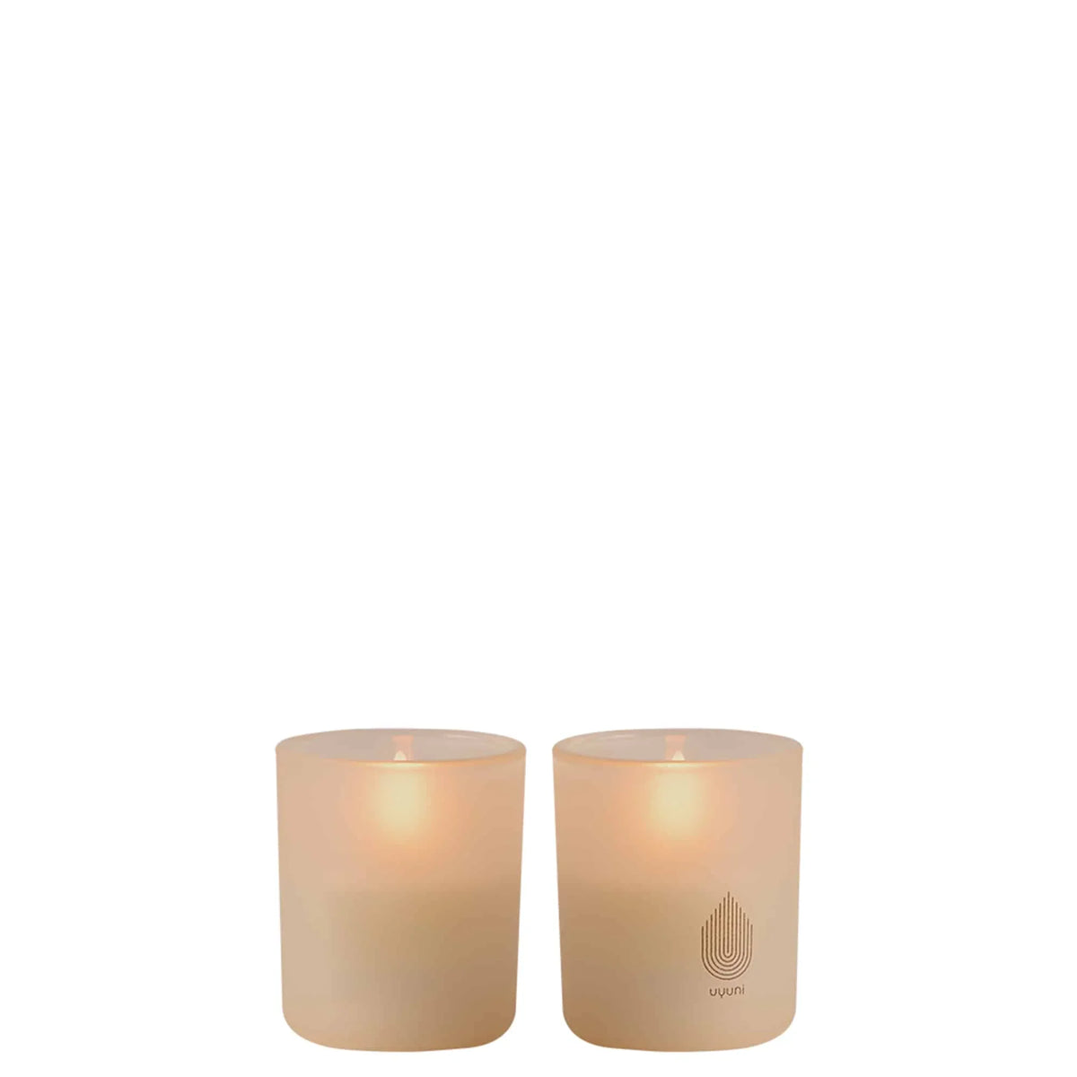 UYUNI GLAS LYS 2-PAK 7 CM BEIGE
