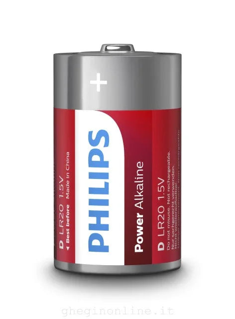 Philips Power Alkaline LR20 D-batteri, 1,5V