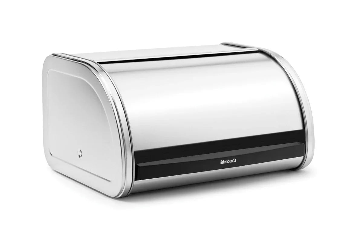 Lille brødkasse i rustfrit stål fra BRABANTIA med buet låg