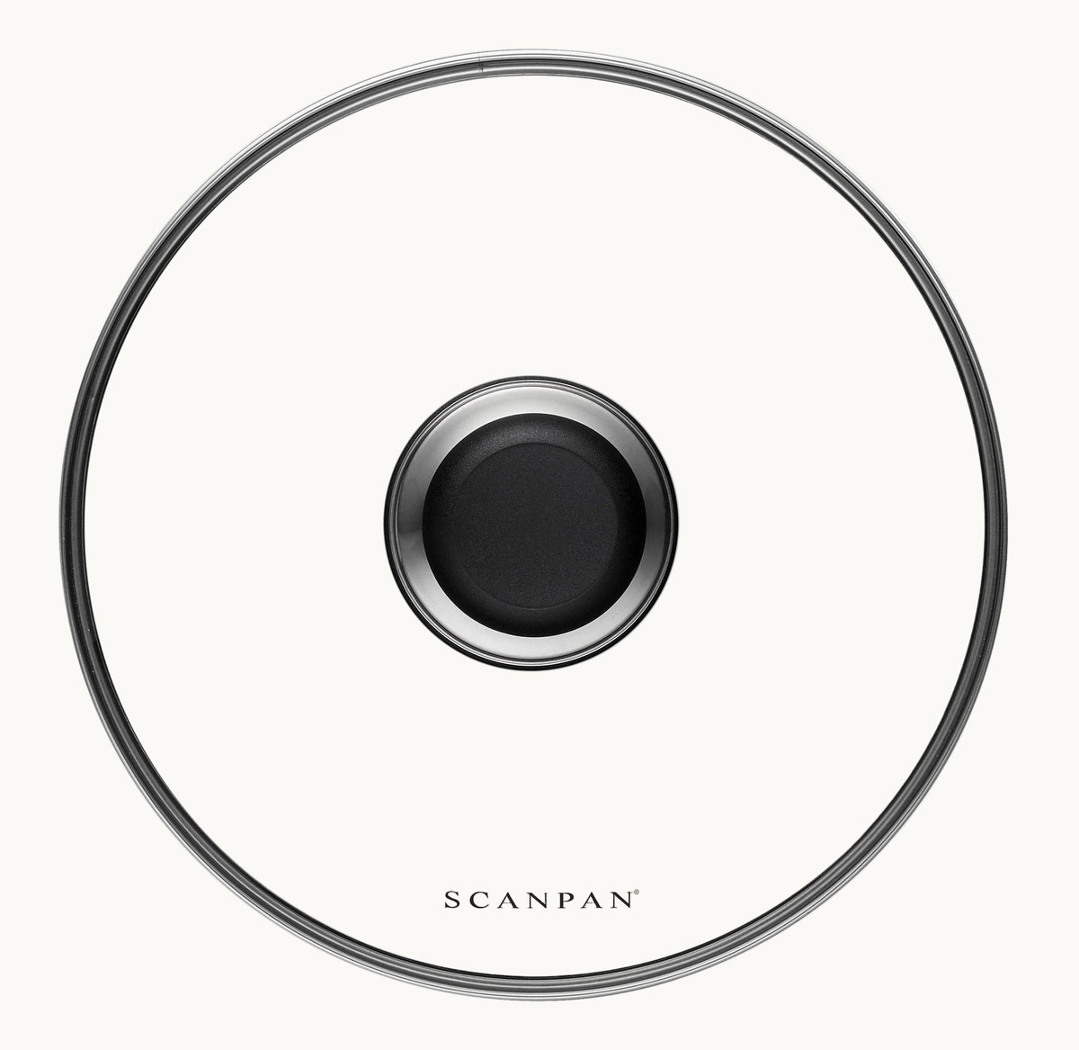 SCANPAN glaslåg på 18 cm med sort greb og stålramme