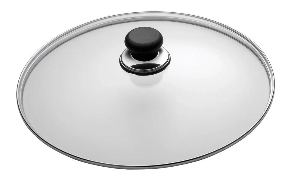 SCANPAN glaslåg på 32 cm med sort knop og stålrand