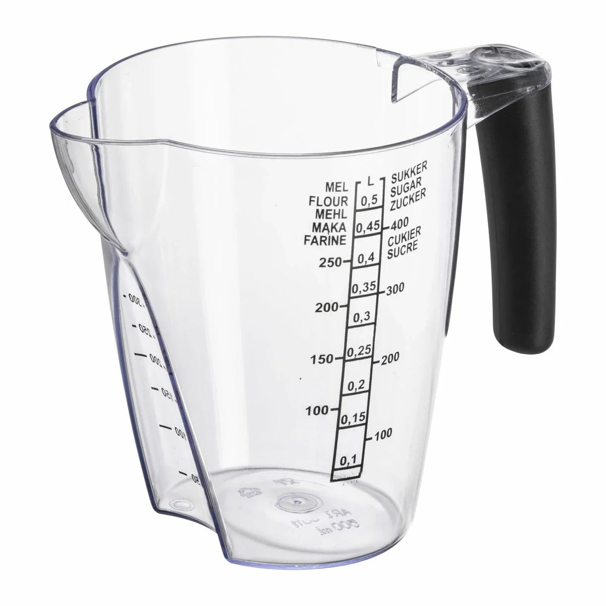 Gennemsigtig målekande på 0,5 liter fra Nordic Houseware Group A/S med måleenheder.