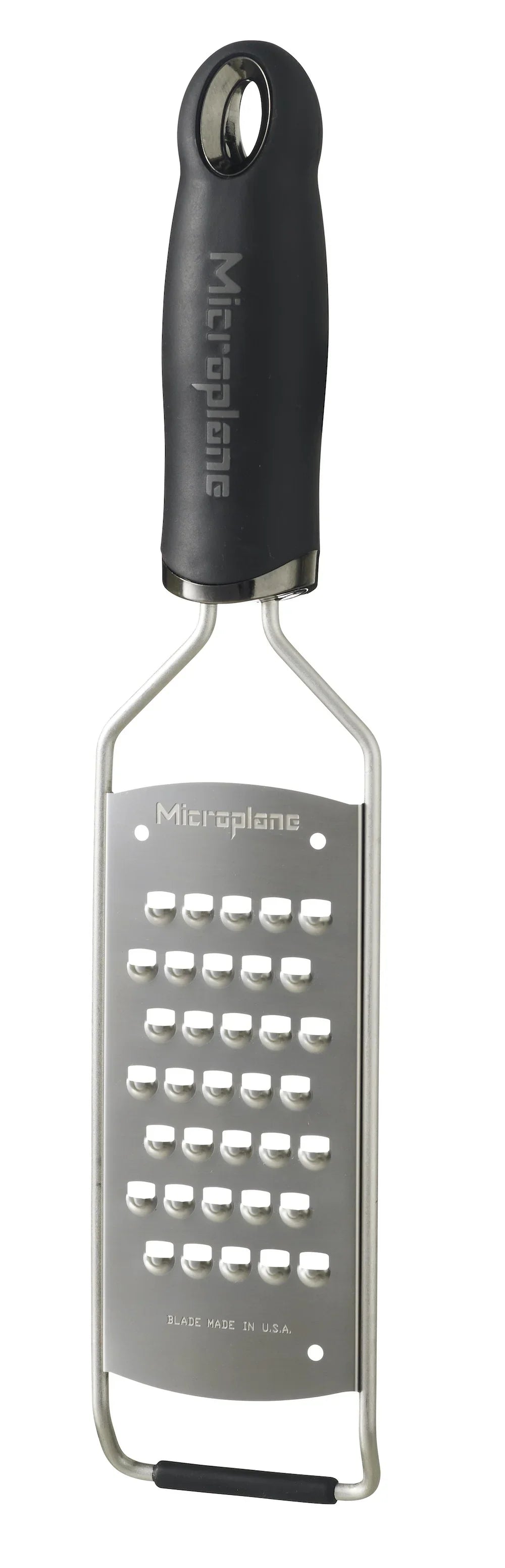 Microplane ekstra groft gourmet rivejern i rustfrit stål med sort håndtag