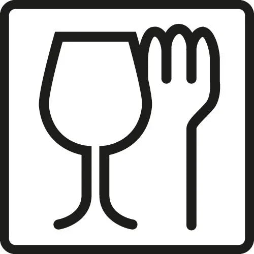 Ikon af et glas og en gaffel i sort og hvidt
